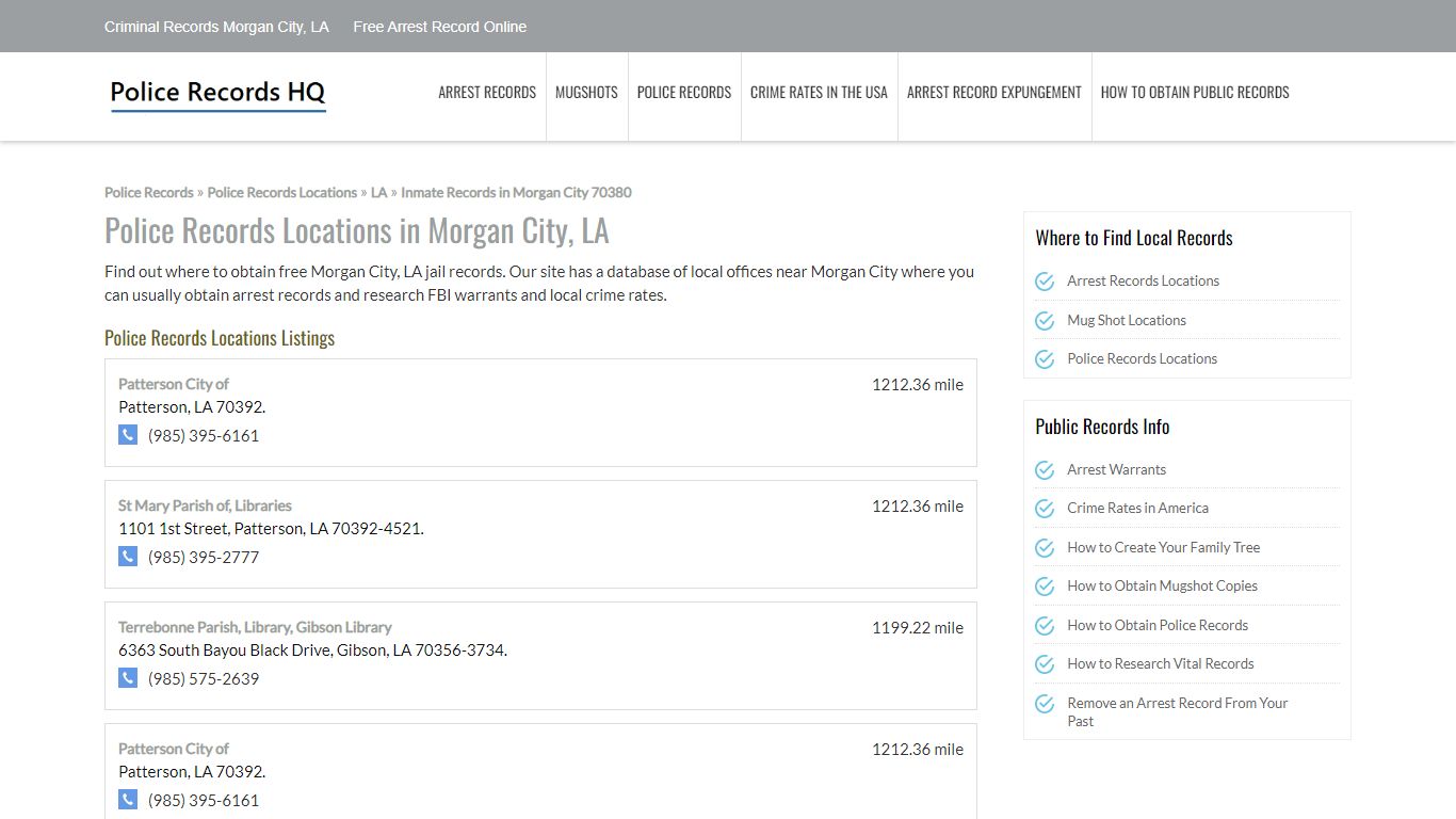 Criminal Records Morgan City, LA - Free Arrest Record Online